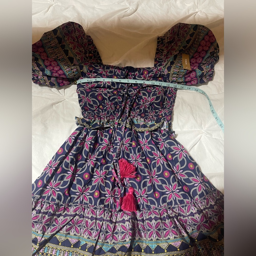 100% Cotton OPT NWT XS MultiColor Luxe Boho Smocked Mini Dress Luxe Boho - Picture 8 of 8
